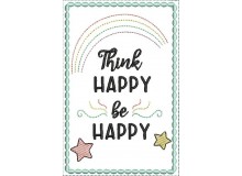 Stickdatei - Postkarte ITH Think Happy Be Happy